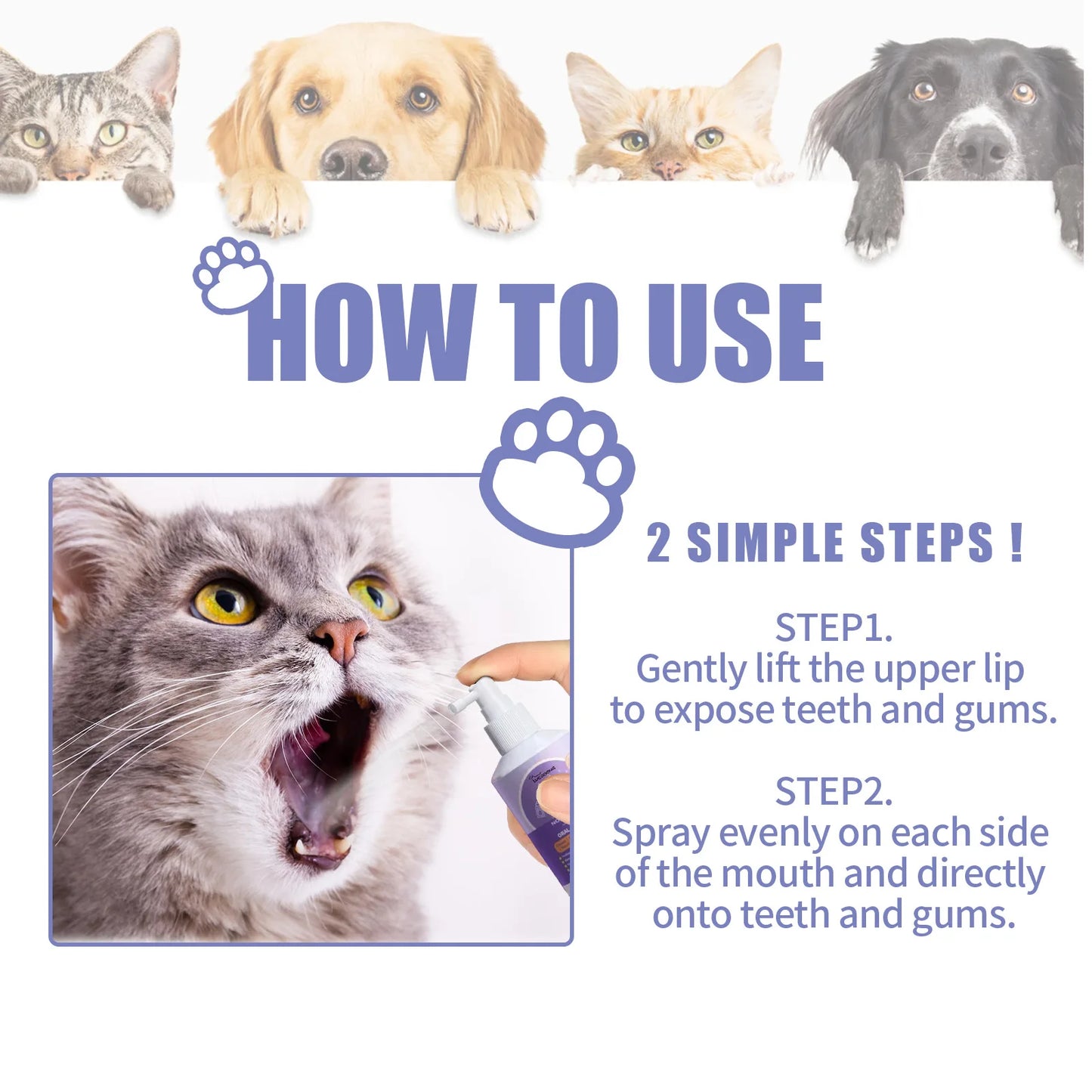 Pet Oral Cleaning Spray Dogs Cats Mouth Fresh Deodorant Remove Tartars Bad Breath Removal Health Care Pet Odor Cleaner