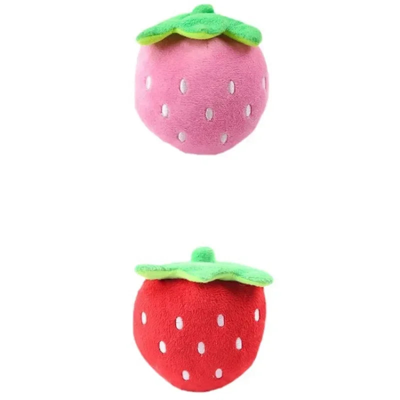 Animals Cartoon Dog Toys Stuffed Squeaking Pet Toy Cute Plush Puzzle For Dogs Cat Chew Squeaker Squeaky Toy For Pet Strawberry