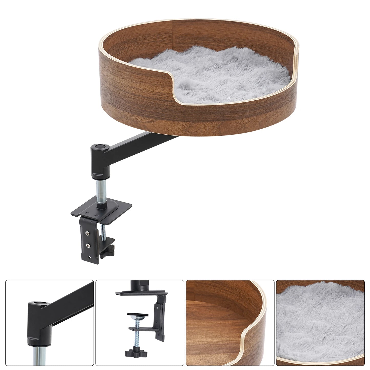 Desktop Cat Bed with Pet Mat 360° Rotation and Adjustable Height Cat Hammock for Desk Coffee adapts to office desks upright desk
