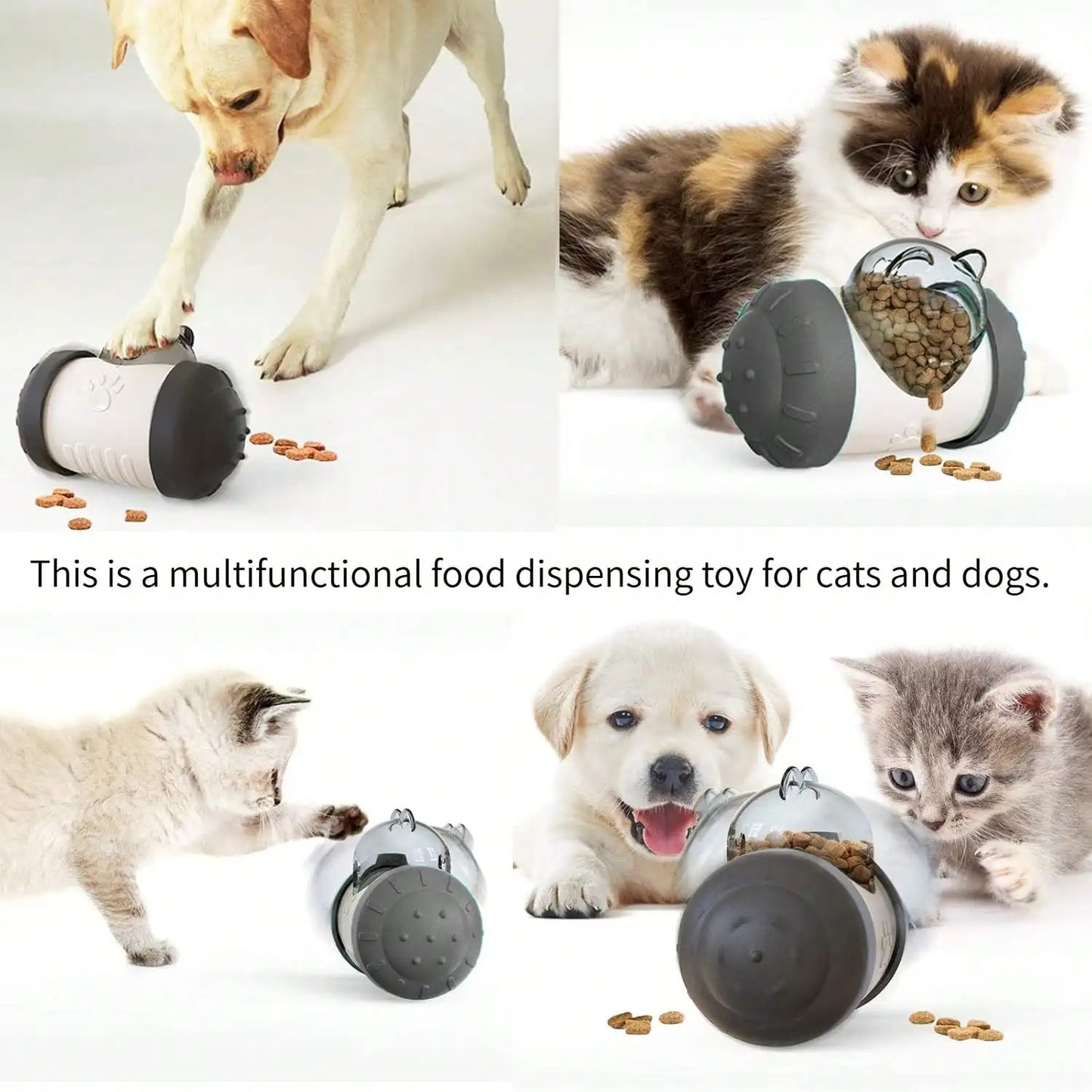 Snack Dispensing Dog Toys, Rocking Bear Food Dispenser Tumbler, Tumbler Dog And Cat Food Dispenser Feeder Ball Toys