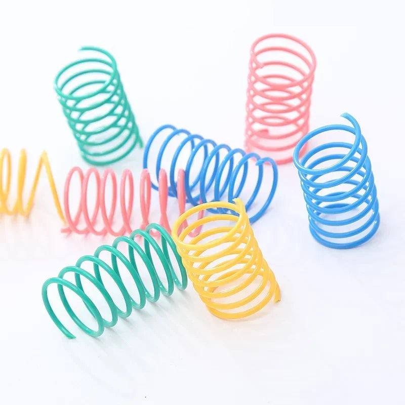 20pcs Cat Spring Toys Plastic Colorful Coil Spiral Springs Cat Toy Kitten Playing Interactive Toys Pet Accessories Set Favor Toy