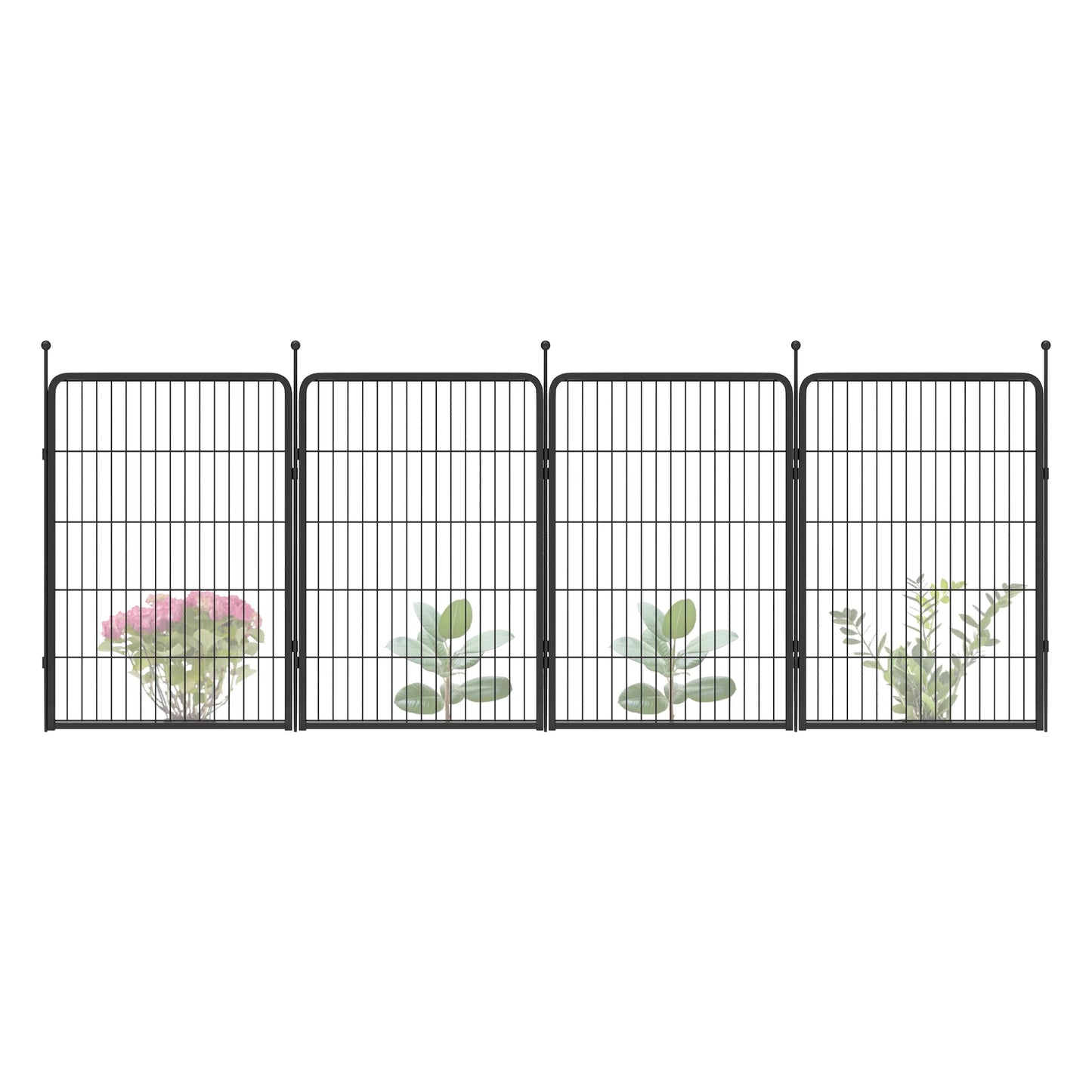 Decorative Garden Fence Panels, Dog Fence for The Yard, Heavy Duty Metal, Black