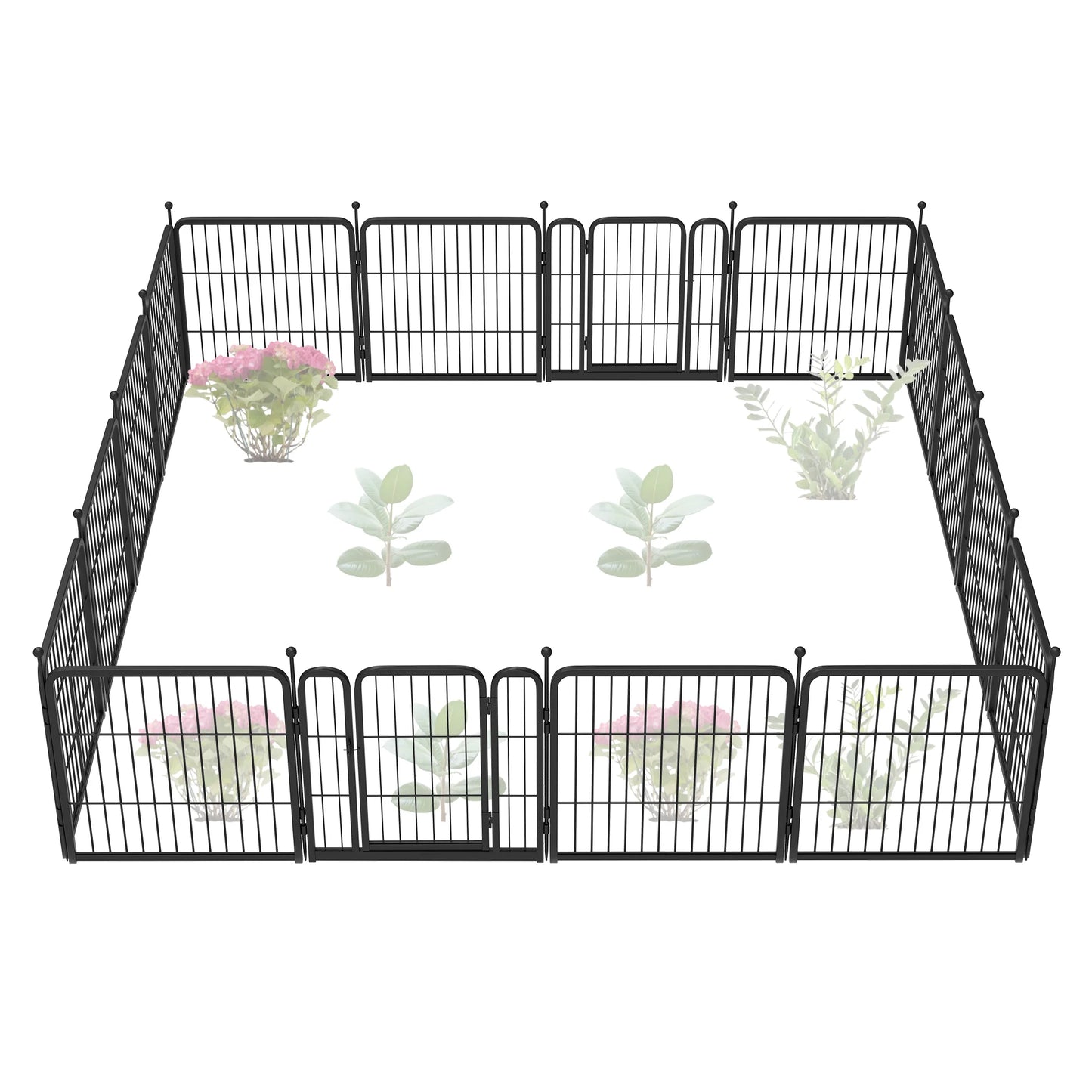 Decorative Garden Fence Panels, Dog Fence for The Yard, Heavy Duty Metal, Black