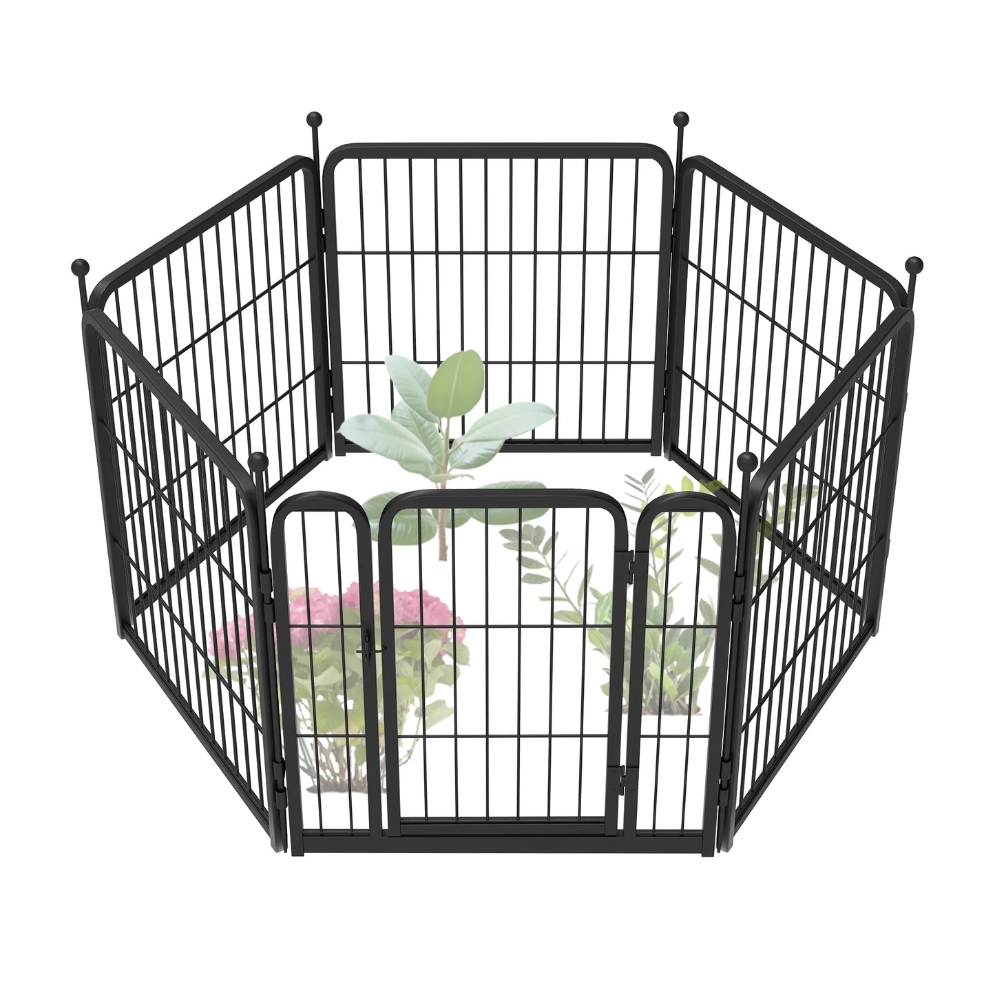 Decorative Garden Fence Panels, Dog Fence for The Yard, Heavy Duty Metal, Black