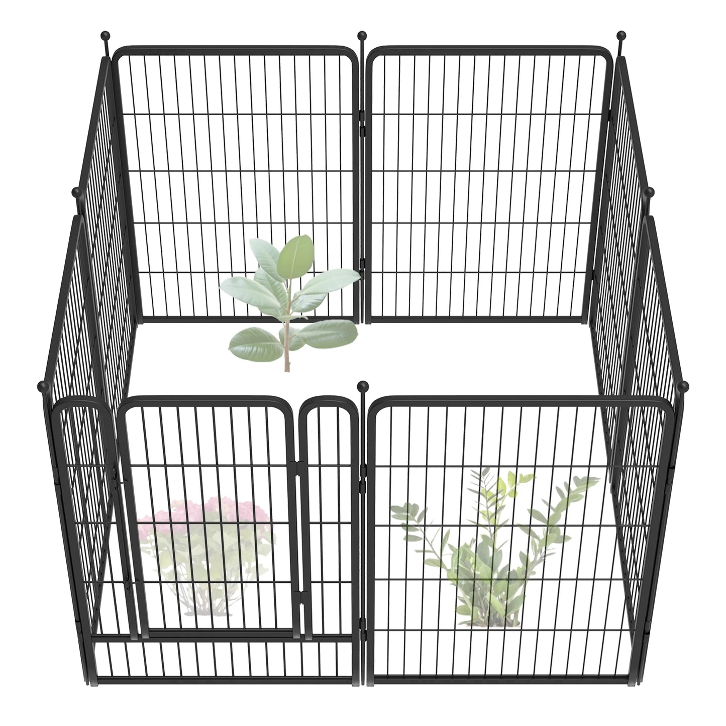 Decorative Garden Fence Panels, Dog Fence for The Yard, Heavy Duty Metal, Black