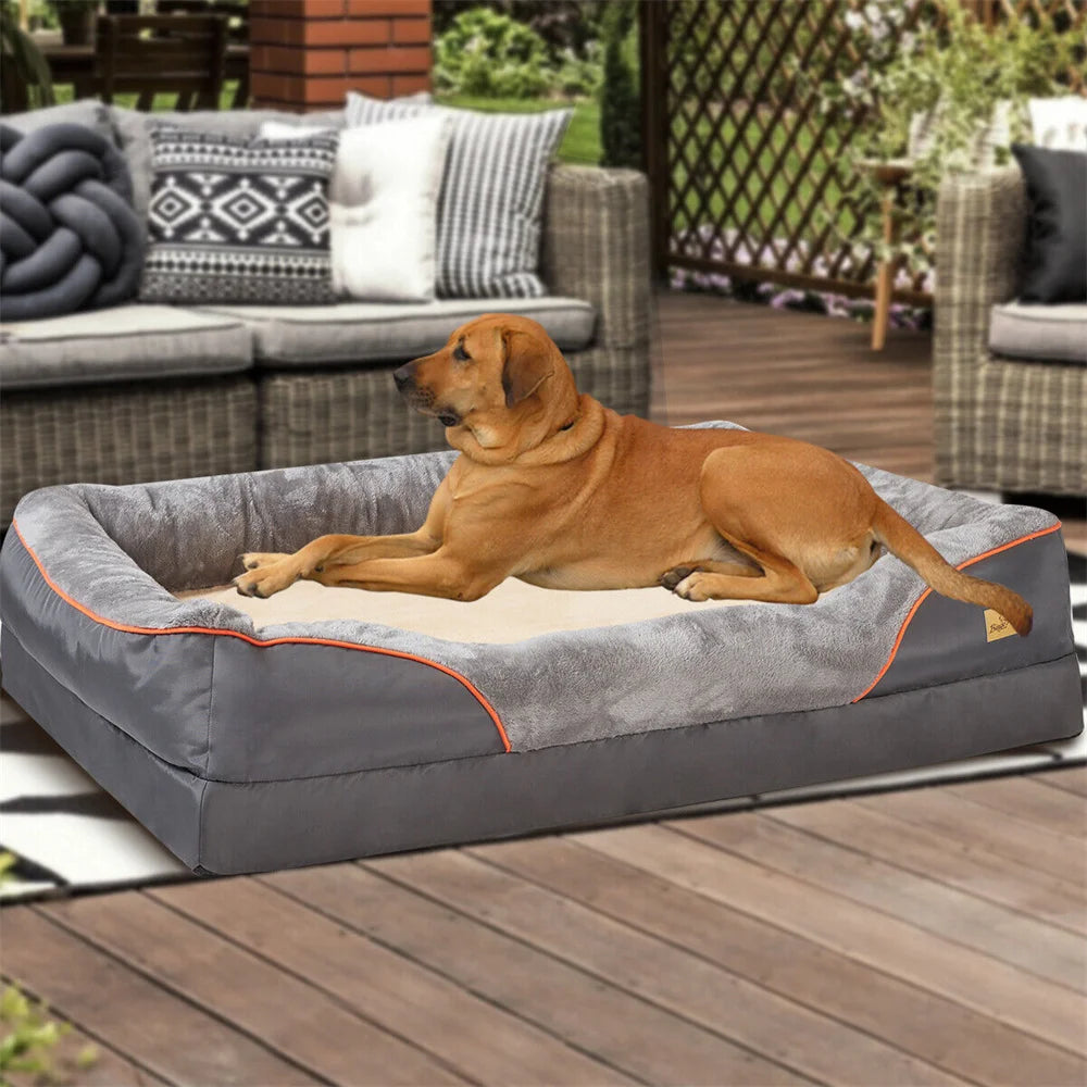 Jumbo Large Dog Bed Pet Sofa Couch Waterproof Elevated Cushion Warm Puppy Bolster Couch Removable Cover