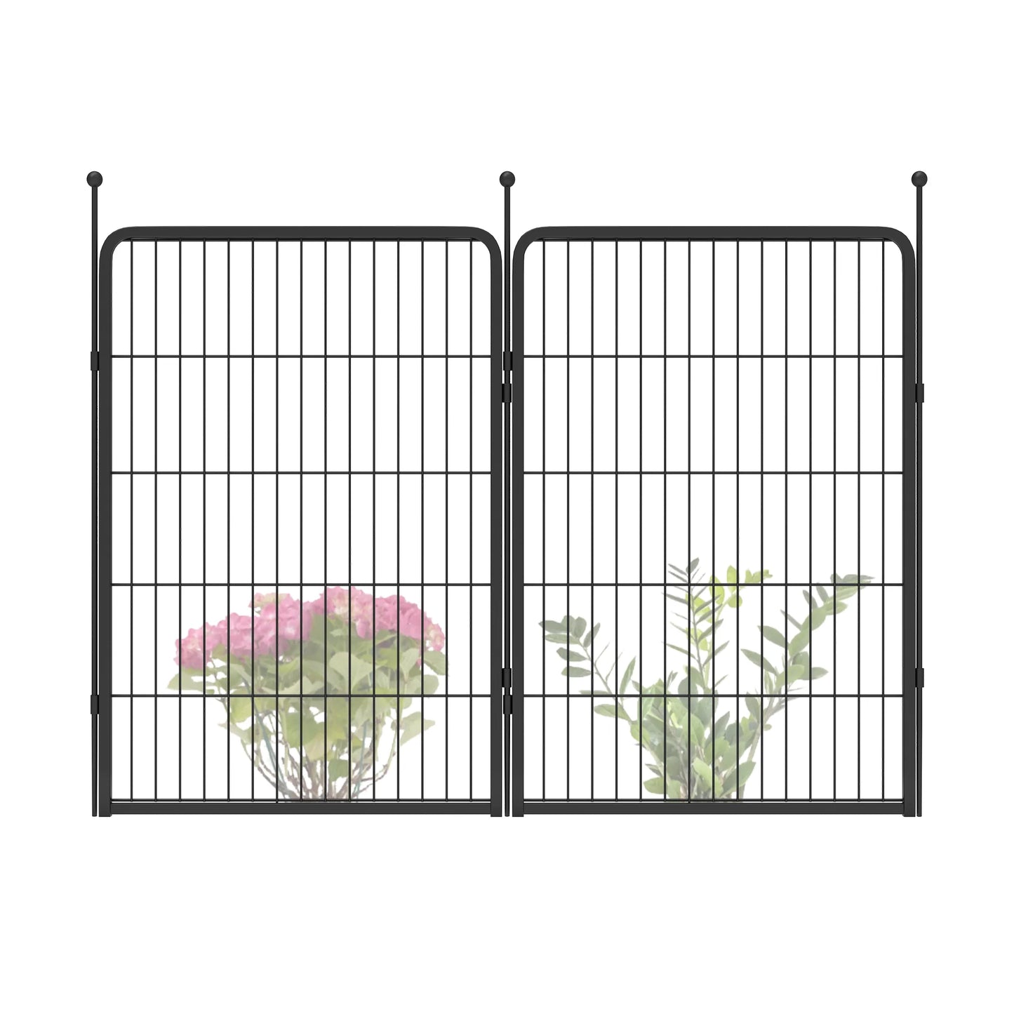 Decorative Garden Fence Panels, Dog Fence for The Yard, Heavy Duty Metal, Black
