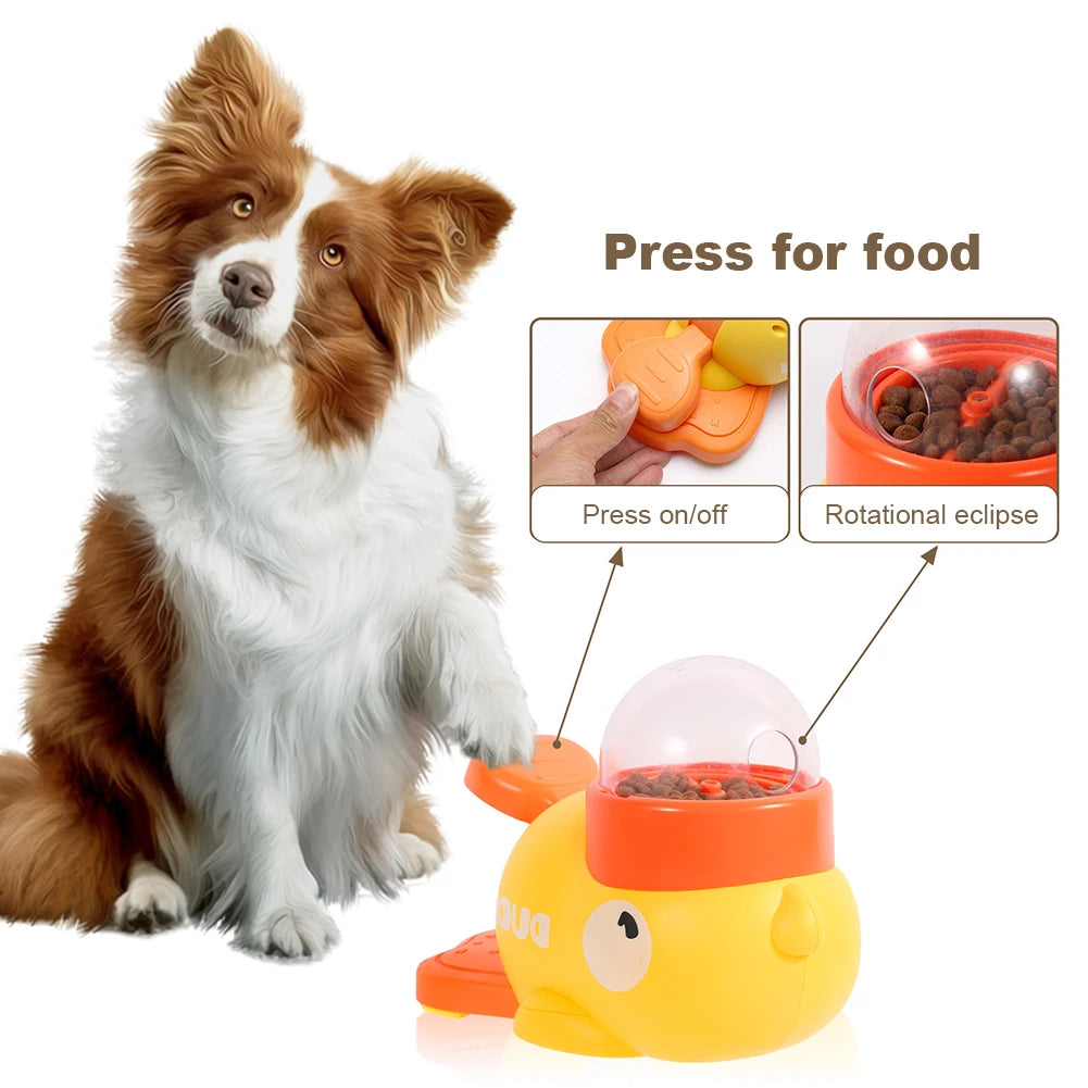 Yellow Duck Dog Slow Feeder Adjustable Pet Automatic Feeder Non Slip Pet Interactive Toy for Dog Cat Intelligent Training Toy