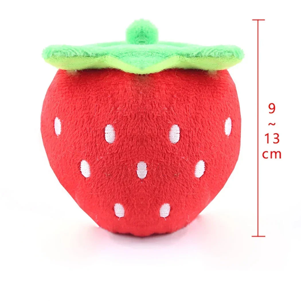 Animals Cartoon Dog Toys Stuffed Squeaking Pet Toy Cute Plush Puzzle For Dogs Cat Chew Squeaker Squeaky Toy For Pet Strawberry
