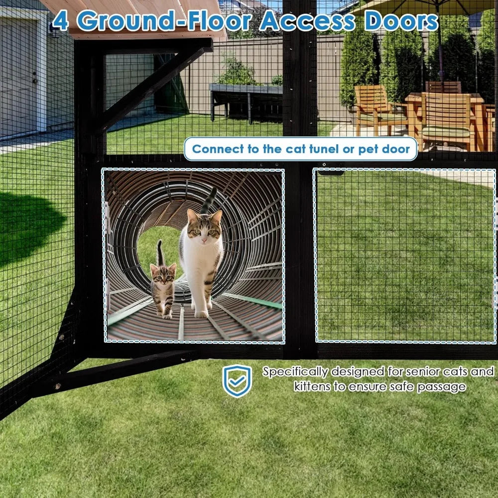 71.1" L Large Cat Catio Outdoor Enclosure Window Acess, Walk-in Cage Cat House for Multiple Indoor Outdoor Outside