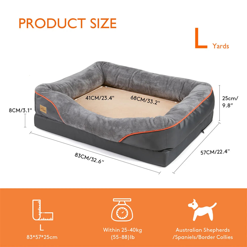 Jumbo Large Dog Bed Pet Sofa Couch Waterproof Elevated Cushion Warm Puppy Bolster Couch Removable Cover