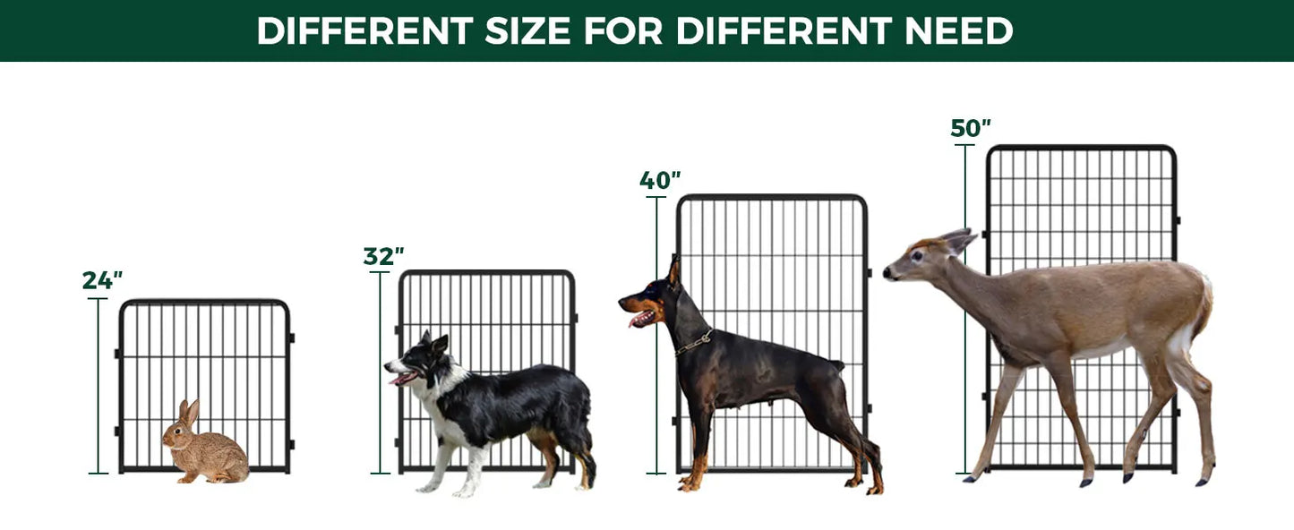 Decorative Garden Fence Panels, Dog Fence for The Yard, Heavy Duty Metal, Black