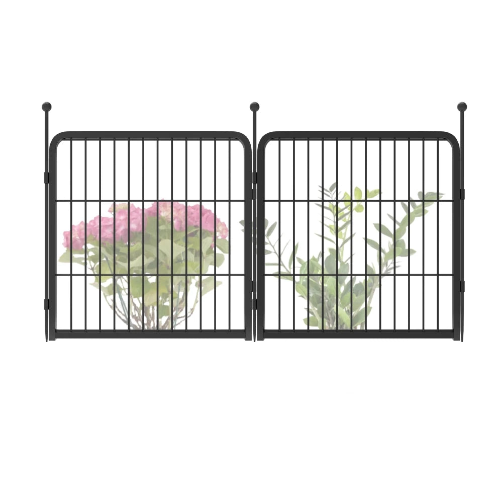 Decorative Garden Fence Panels, Dog Fence for The Yard, Heavy Duty Metal, Black