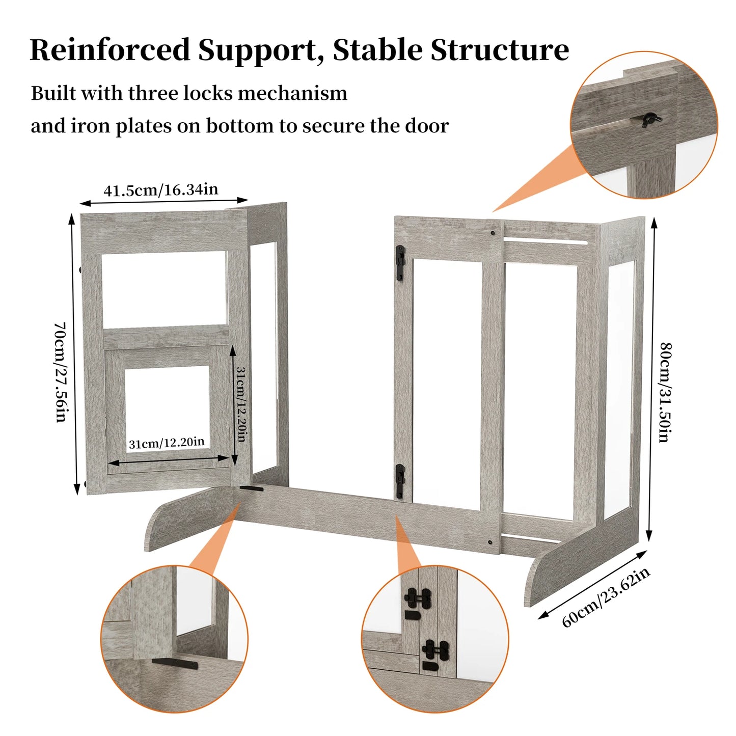 Tempered Glass Dog Gate Adjustable Length From 77 to 100cm Pet Door Gate Barrier Fence Panels with Lock for Doorways Stairs