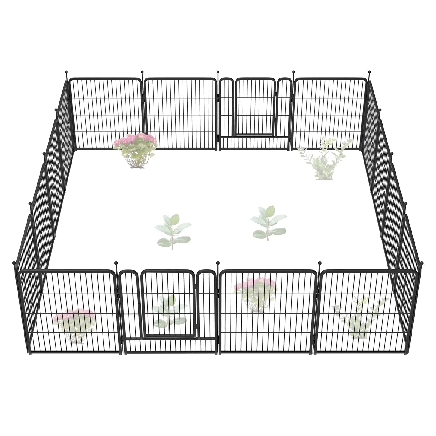 Decorative Garden Fence Panels, Dog Fence for The Yard, Heavy Duty Metal, Black