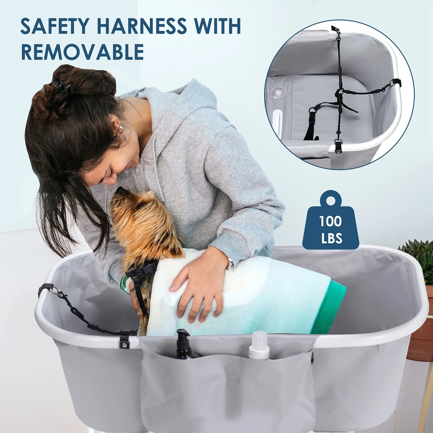 Foldable Dog Bath Tub 5 Height Adjustable Shower Dog Pool for Indoor Outdoor Suit for Small Medium Dog and Cat