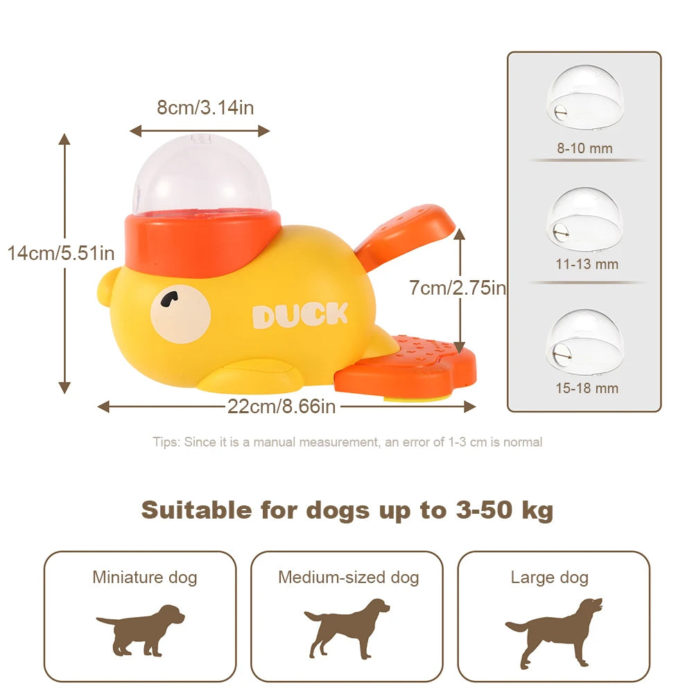 Yellow Duck Dog Slow Feeder Adjustable Pet Automatic Feeder Non Slip Pet Interactive Toy for Dog Cat Intelligent Training Toy