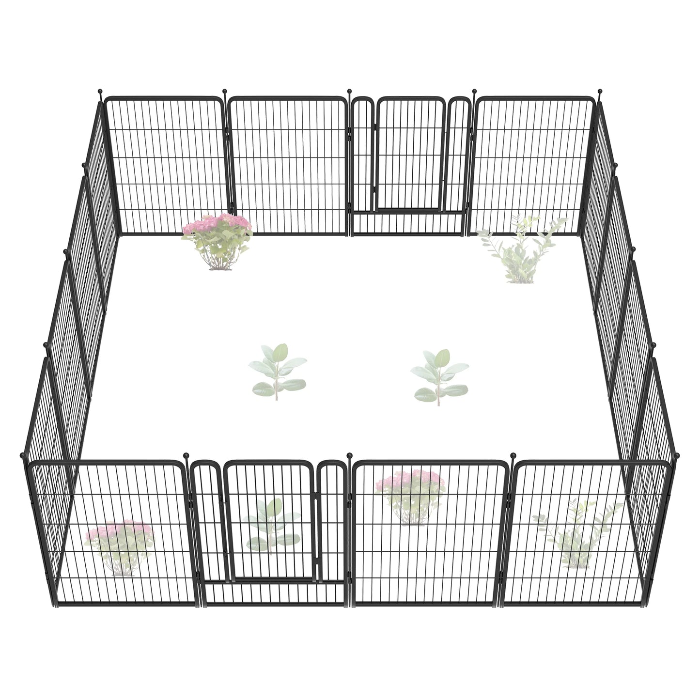 Decorative Garden Fence Panels, Dog Fence for The Yard, Heavy Duty Metal, Black