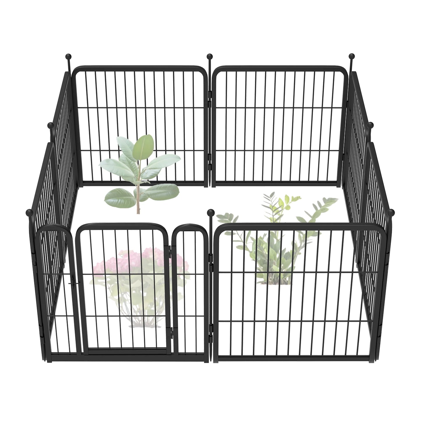 Decorative Garden Fence Panels, Dog Fence for The Yard, Heavy Duty Metal, Black