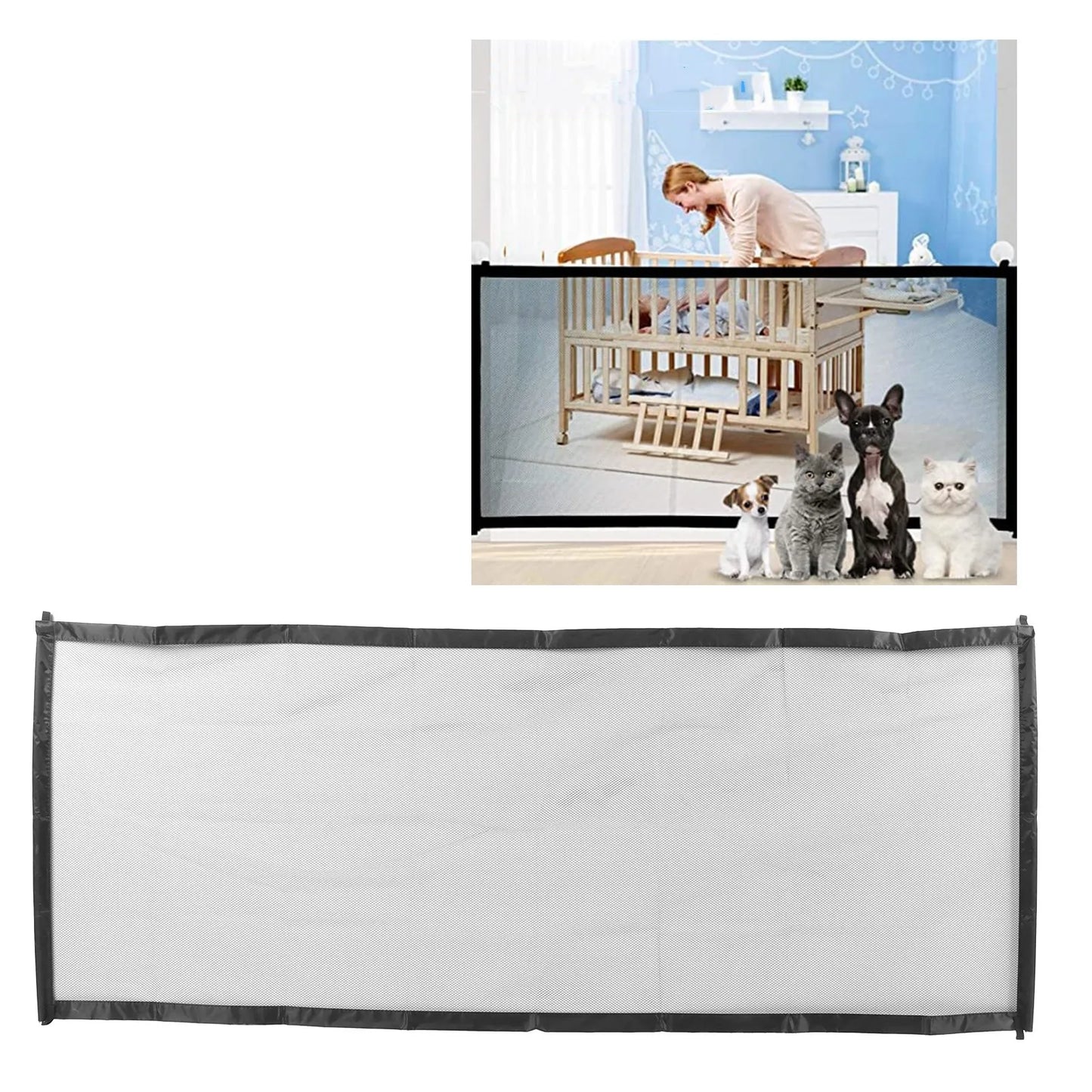 Pet Safety Barrier Dog Isolation Fence Portable and Foldable Mesh Pet Barrier Safety Fence180 x 72cm / 70.9 x 28.3in (Without Zi