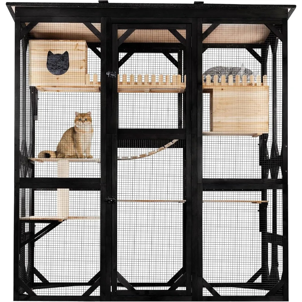 71.1" L Large Cat Catio Outdoor Enclosure Window Acess, Walk-in Cage Cat House for Multiple Indoor Outdoor Outside
