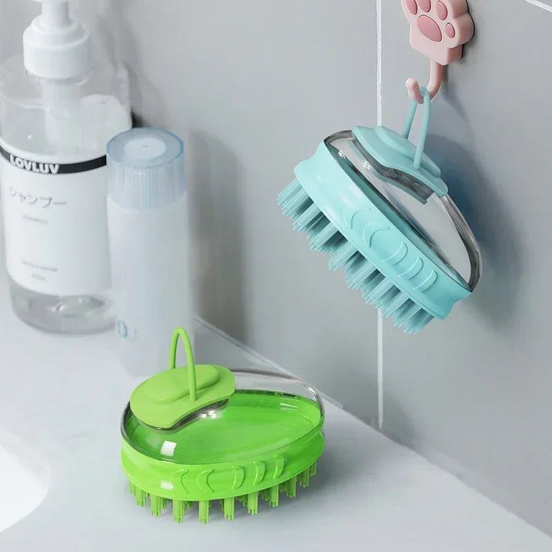 Dog Washing Massage Silicone For Bath Pet Shampoo Brush Dog Bath Brush With Soap Dispenser Dog Grooming Brush