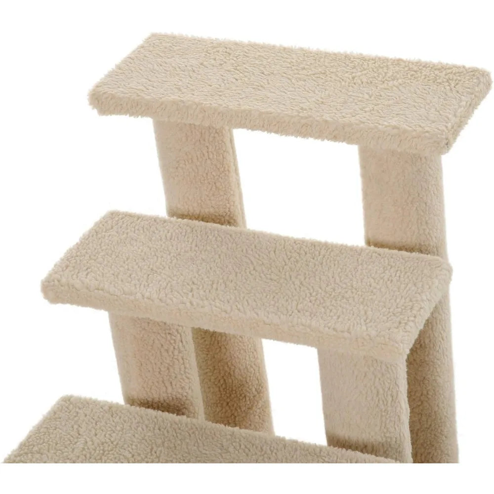 25" 4-Step Multi-Level Carpeted Cat Scratching Post Pet Stairs - Light Brown