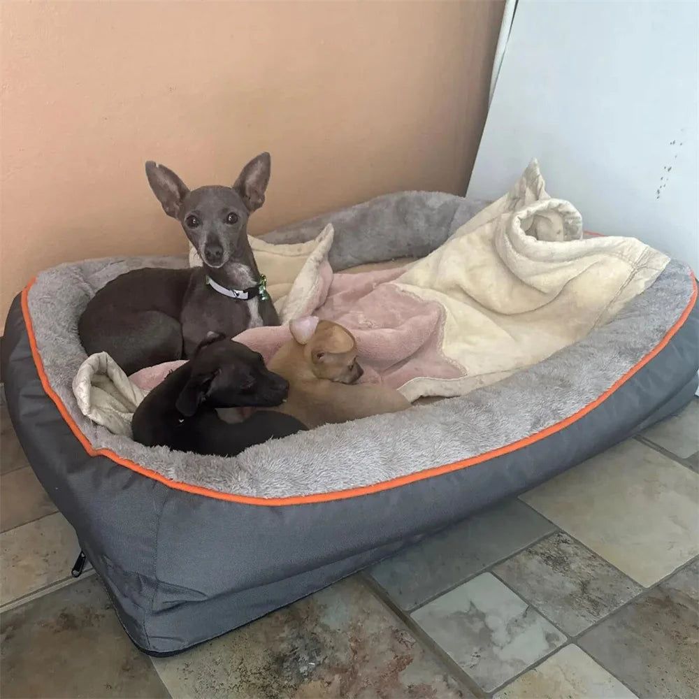 Jumbo Large Dog Bed Pet Sofa Couch Waterproof Elevated Cushion Warm Puppy Bolster Couch Removable Cover