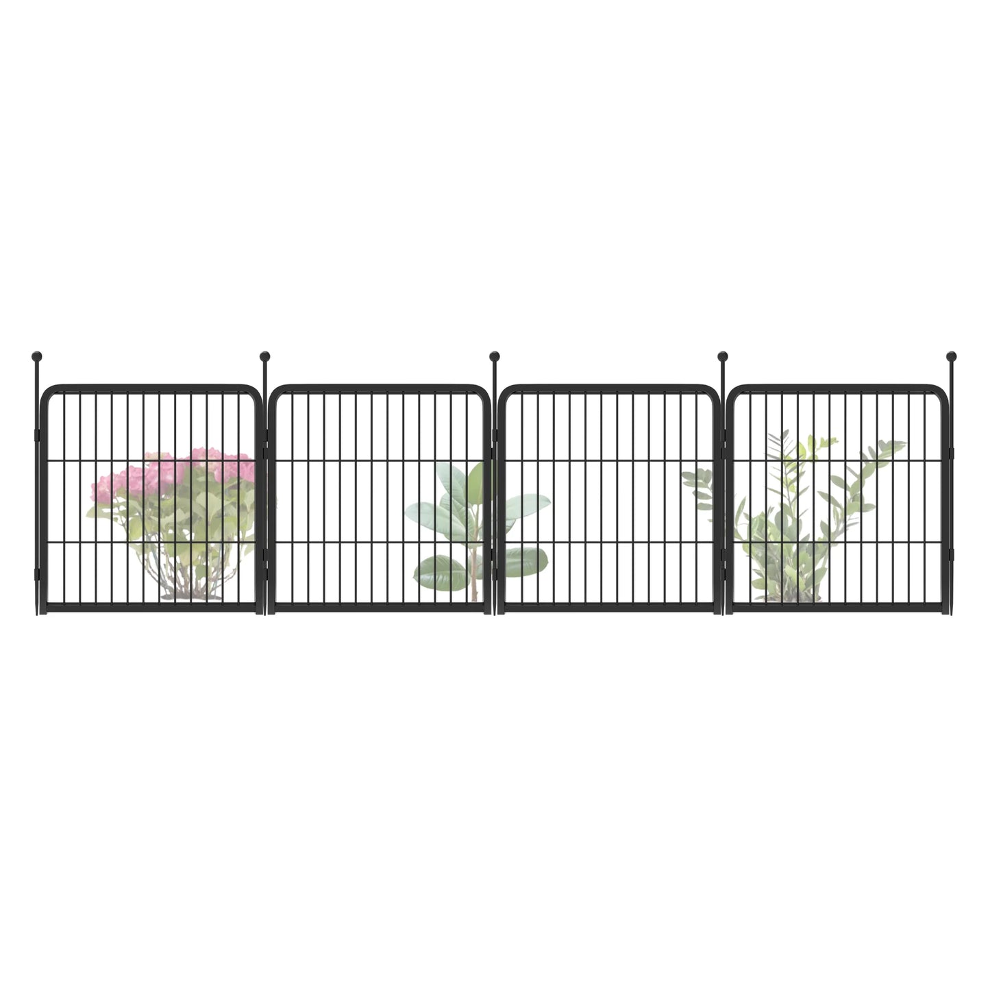 Decorative Garden Fence Panels, Dog Fence for The Yard, Heavy Duty Metal, Black