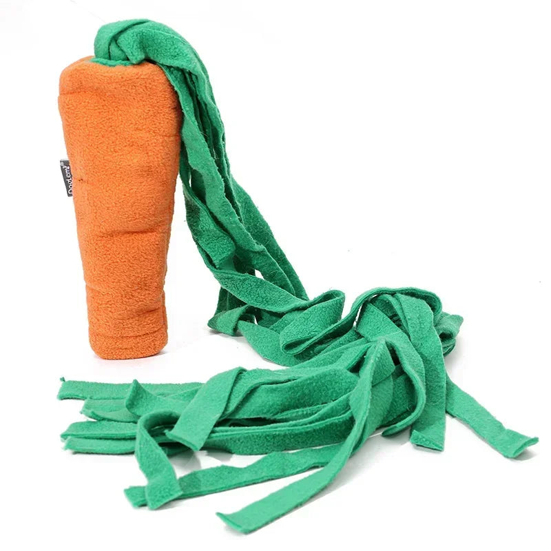 Dog Sniffing Toys for Small Dog Carrot Shape Squeaky Interactive Snuffle Training Food Slow Feeder