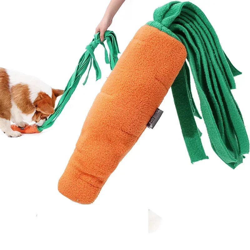 Dog Sniffing Toys for Small Dog Carrot Shape Squeaky Interactive Snuffle Training Food Slow Feeder
