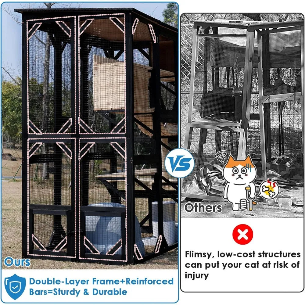 71.1" L Large Cat Catio Outdoor Enclosure Window Acess, Walk-in Cage Cat House for Multiple Indoor Outdoor Outside