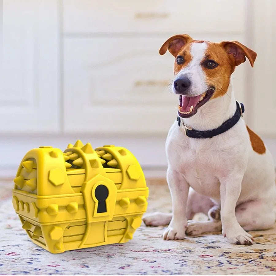 Pet Dog Toothbrush Chew Toys Upgraded Treasure Chest Sounding Toy Dental Care Tooth Cleaning Safe Dog Squeak Toy Food Grade Nat