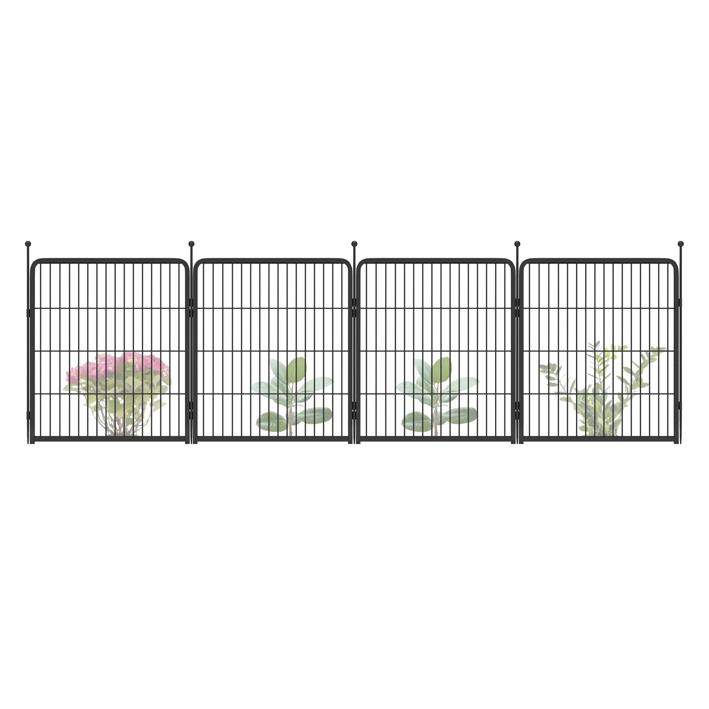 Decorative Garden Fence Panels, Dog Fence for The Yard, Heavy Duty Metal, Black