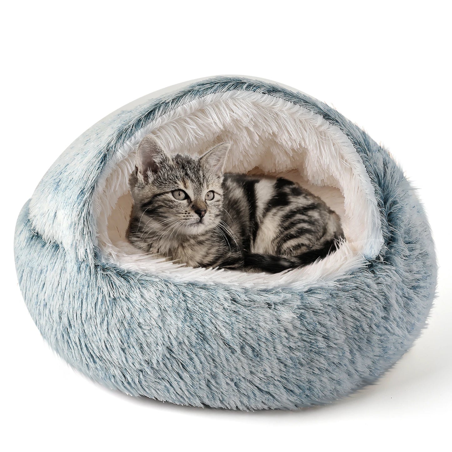 50Cm/ 19.69Inch Cat Bed Dog bed, Plush Hooded Cat Beds for Indoor Cats, Calming Cat Nest, Self Warming Cat Bed Cave, Cozy
