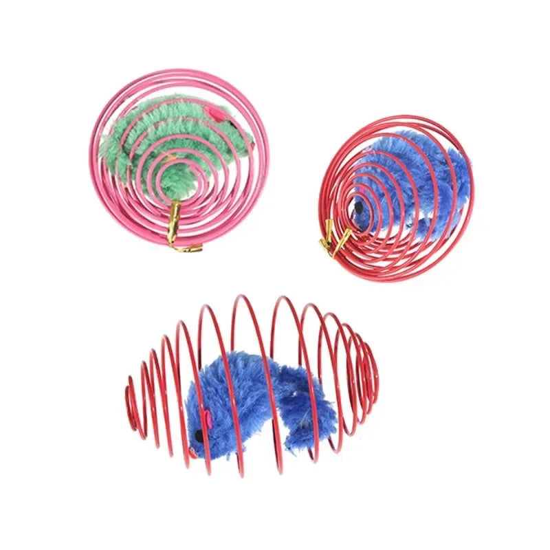 Cat Toy Balls Funny Stretchable Kitten Springs Toys Interactive Caged Rats Rolling Cat Balls Random Color Cat Accessories Pet