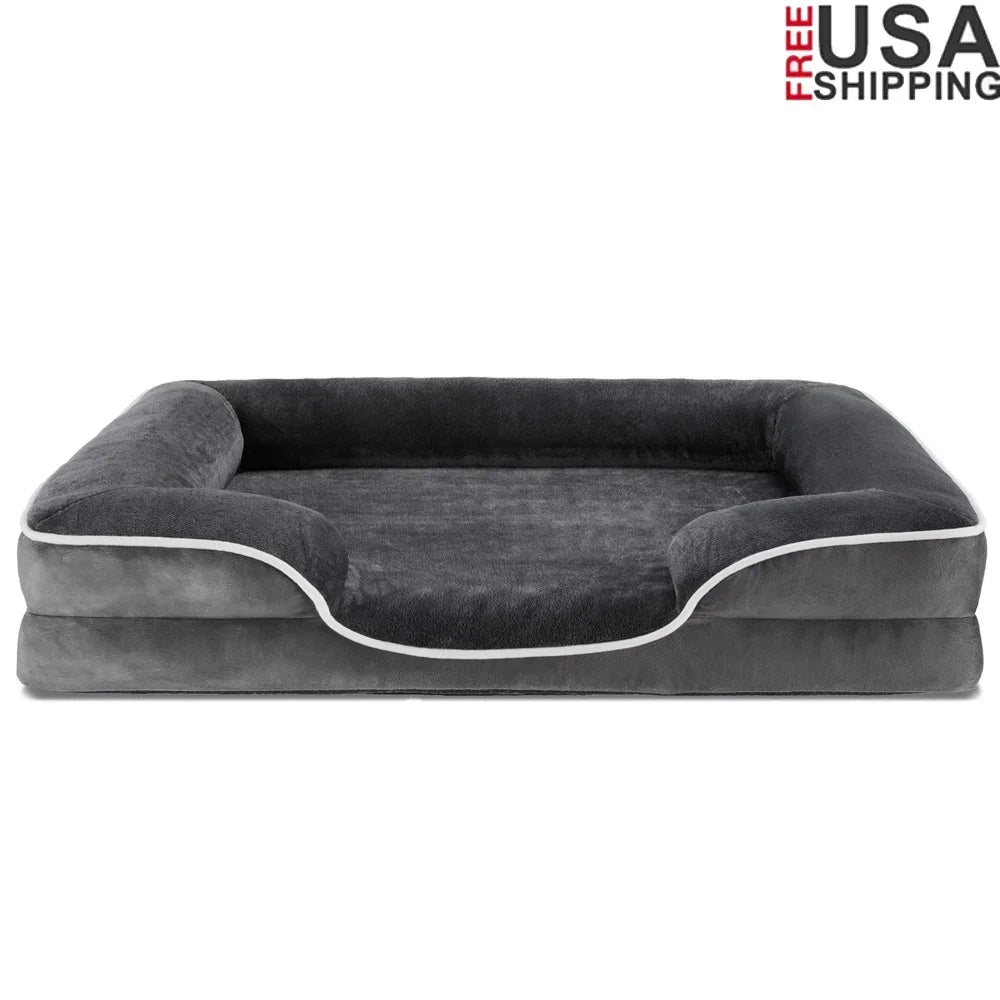 Supportive Dog Bed Memory Foam Waterproof Non-Slip Removable Washable Cover Medium Dogs Comfortable Pet Sofa