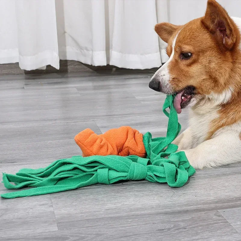 Dog Sniffing Toys for Small Dog Carrot Shape Squeaky Interactive Snuffle Training Food Slow Feeder