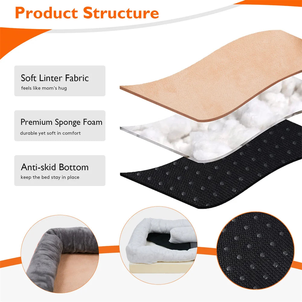 Jumbo Large Dog Bed Pet Sofa Couch Waterproof Elevated Cushion Warm Puppy Bolster Couch Removable Cover