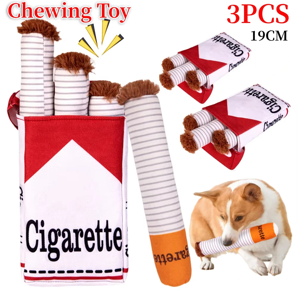 cigarette interactive Dog Toys Funny Plush Chewing Toy with Squeaking Sound Dog Toy Box Good Pet Gifts