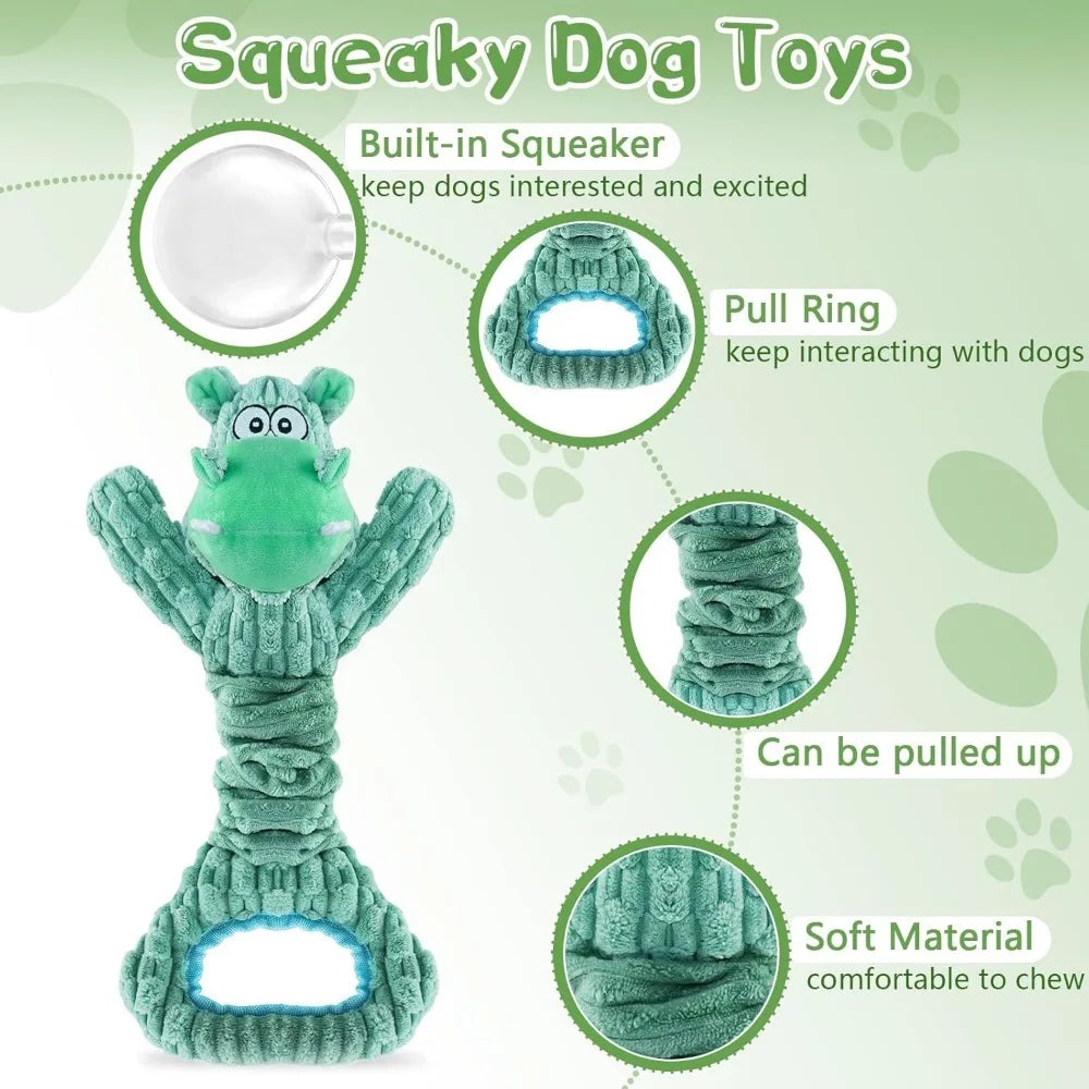 Dog Toy for Aggressive Chewers:Large Plush Dog Toys with Squeaker to Keep Them Busy