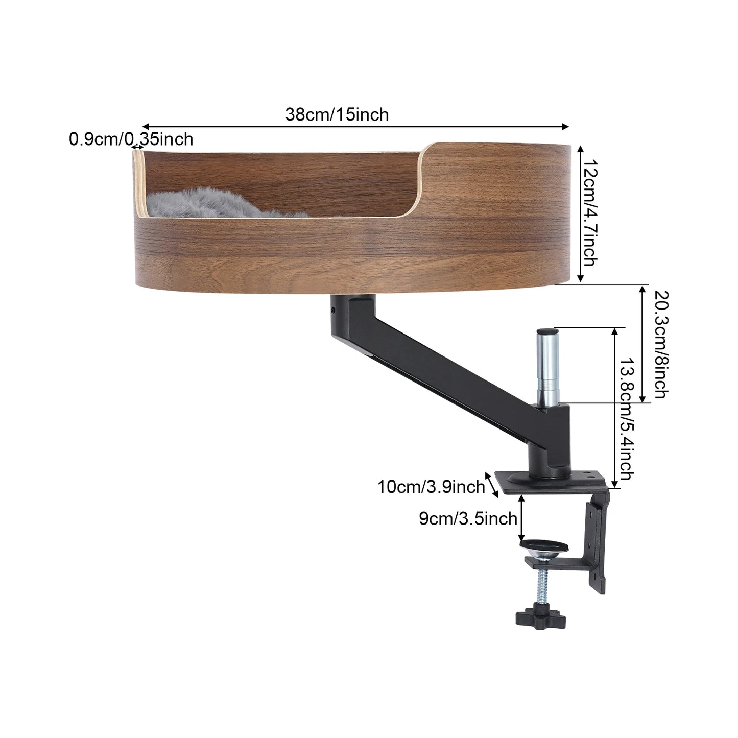 Desktop Cat Bed with Pet Mat 360° Rotation and Adjustable Height Cat Hammock for Desk Coffee adapts to office desks upright desk