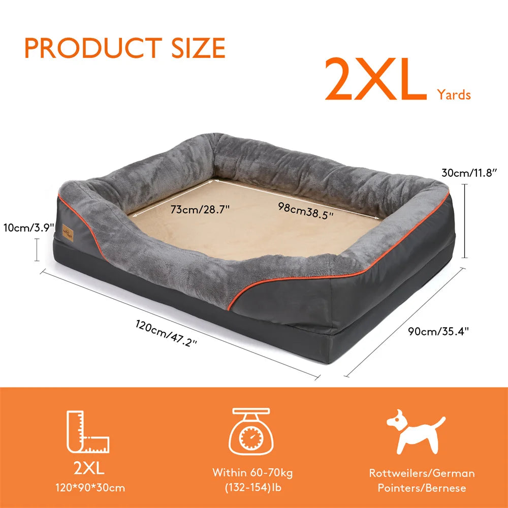 Jumbo Large Dog Bed Pet Sofa Couch Waterproof Elevated Cushion Warm Puppy Bolster Couch Removable Cover
