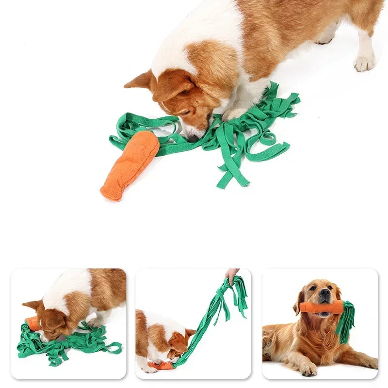 Dog Sniffing Toys for Small Dog Carrot Shape Squeaky Interactive Snuffle Training Food Slow Feeder