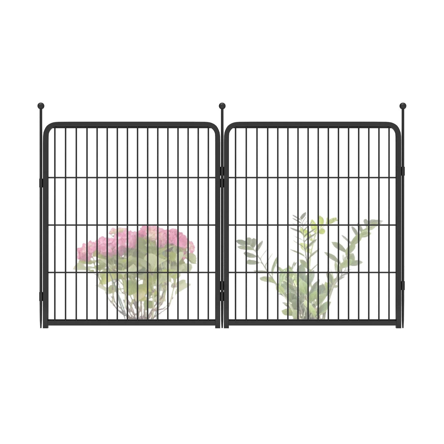 Decorative Garden Fence Panels, Dog Fence for The Yard, Heavy Duty Metal, Black