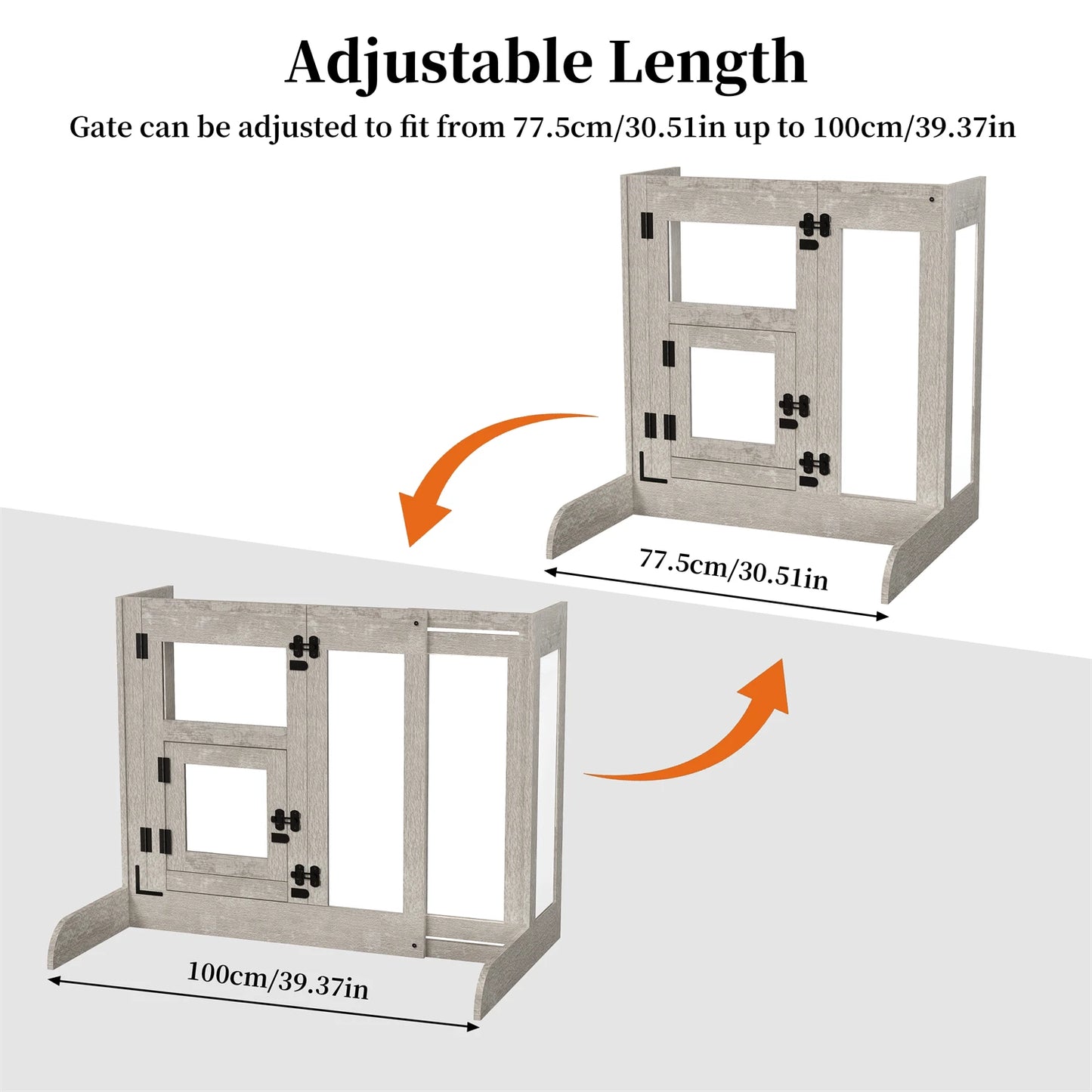 Tempered Glass Dog Gate Adjustable Length From 77 to 100cm Pet Door Gate Barrier Fence Panels with Lock for Doorways Stairs