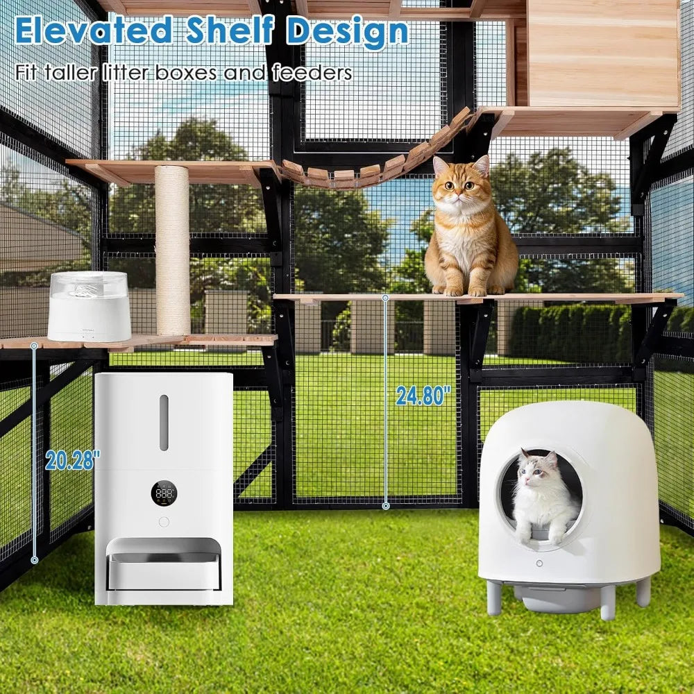 71.1" L Large Cat Catio Outdoor Enclosure Window Acess, Walk-in Cage Cat House for Multiple Indoor Outdoor Outside