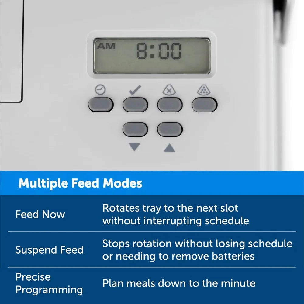 Automatic Dog Feeder, 40 oz Capacity, Plastic, for Dry Food,Refillable Storage, Timer, Durable, ,Programmable Food dispenser