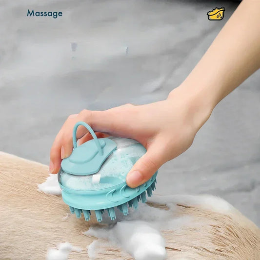 Dog Washing Massage Silicone  For Bath Pet Shampoo Brush Dog Bath Brush With Soap Dispenser Dog Grooming Brush