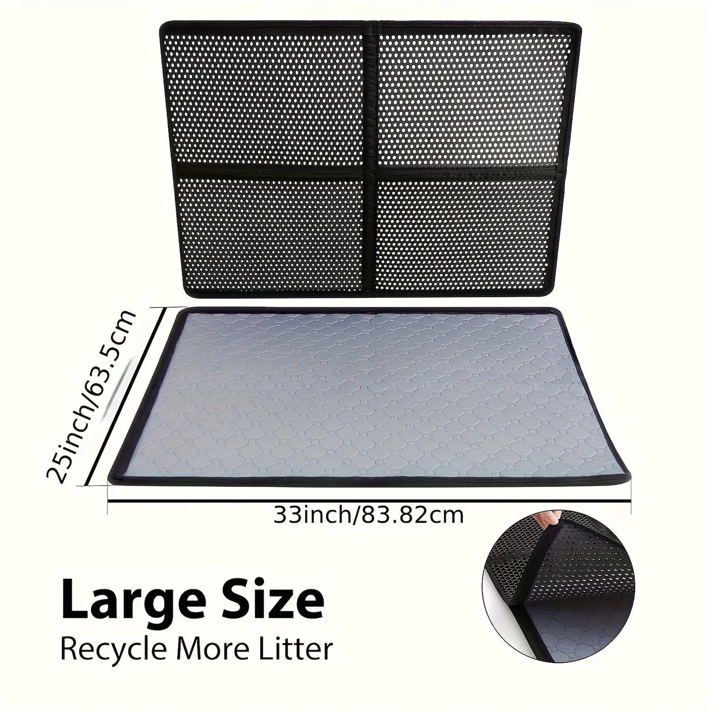 Large Litter Mat for Cats,Urine-Absorbent Washable Double Scatter Control Mat,Urine-Waterproof Litter Mat For Cats,Easy to Clean